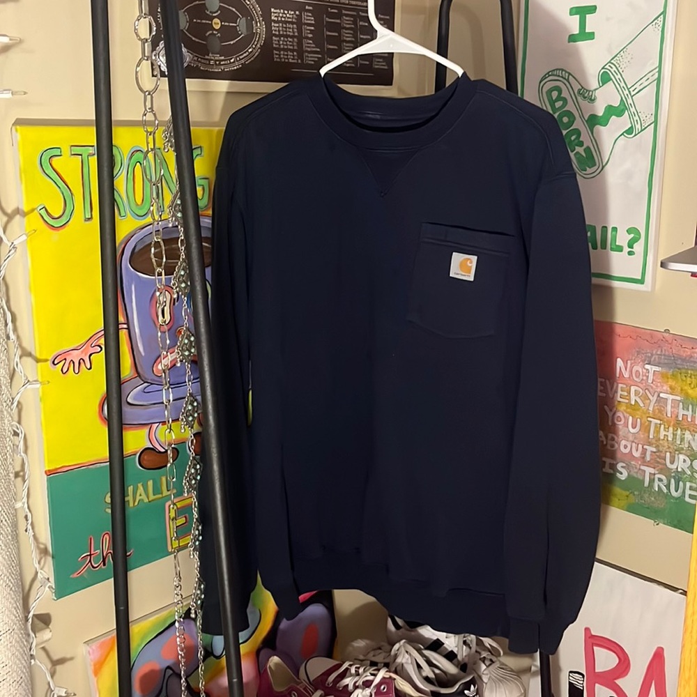 Carhartt: oversized, navy, crewneck with pocket